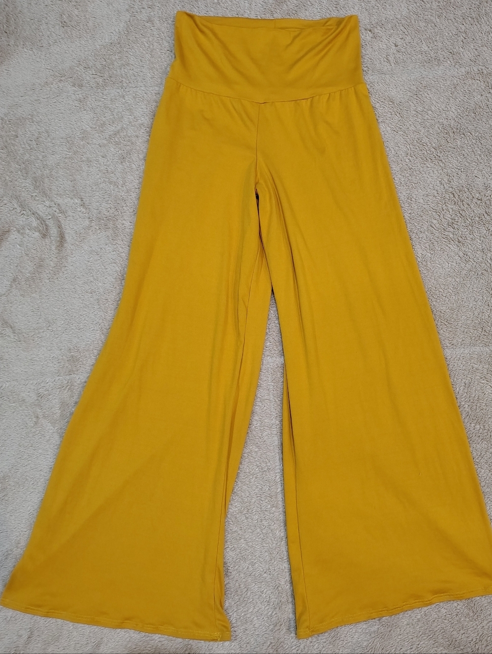 Acting Pro Women's Mustard Yellow Wide Leg Flowy Stretch Pants High Waist Size L